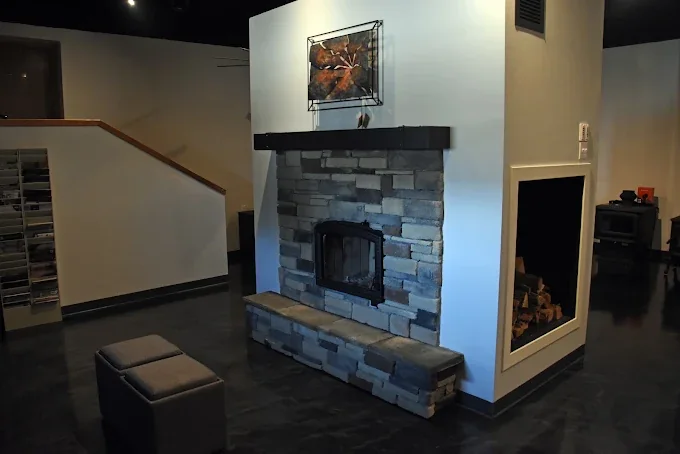 Inside the Fireplace Creations showroom in Waterloo, Iowa